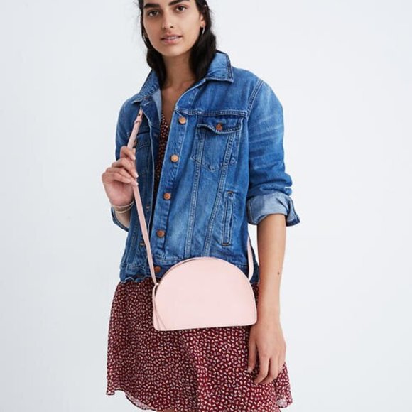 Madewell Handbags - Madewell Pink Simple Half Moon Crossbody Handbag